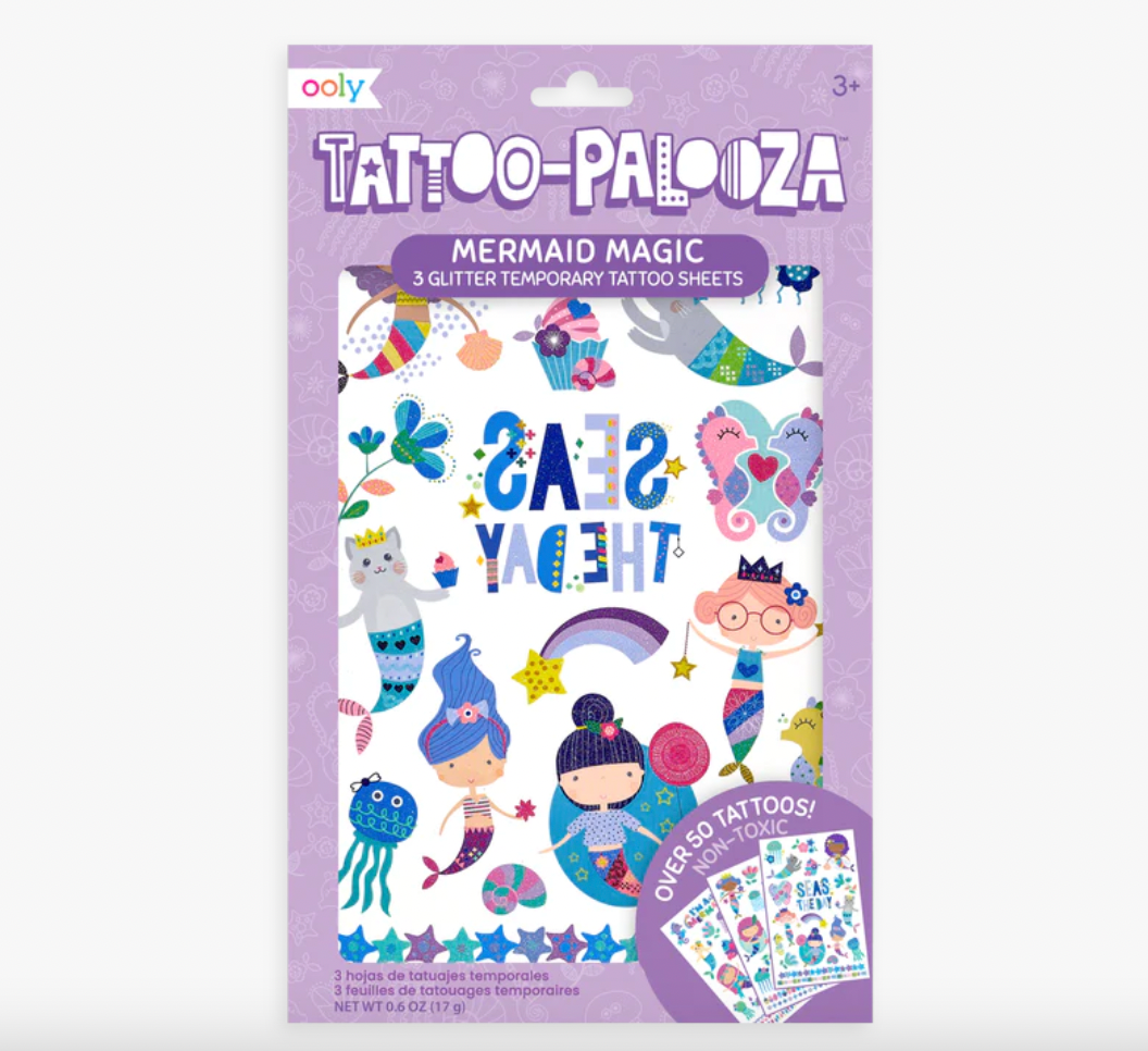 Temporary Glitter Tattoo Palooza: Mermaid Magic - 3 Sheets